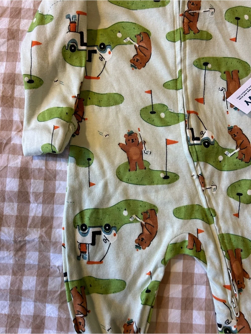 Old Navy Baby Green Golf Bear Footed One-Piece NWT